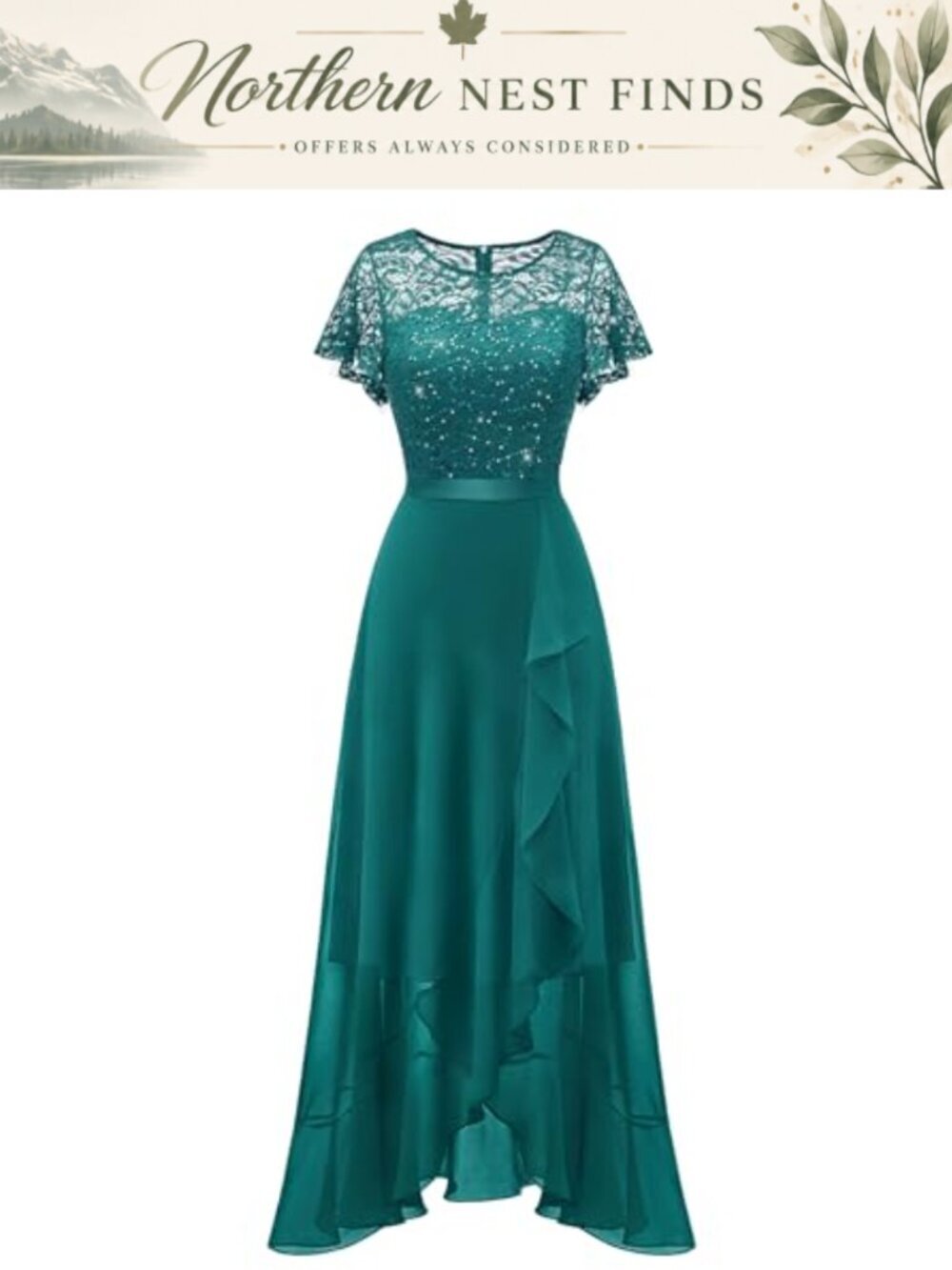 BeryLove Lace Sequin Formal Dress with Slit A-Line Maxi